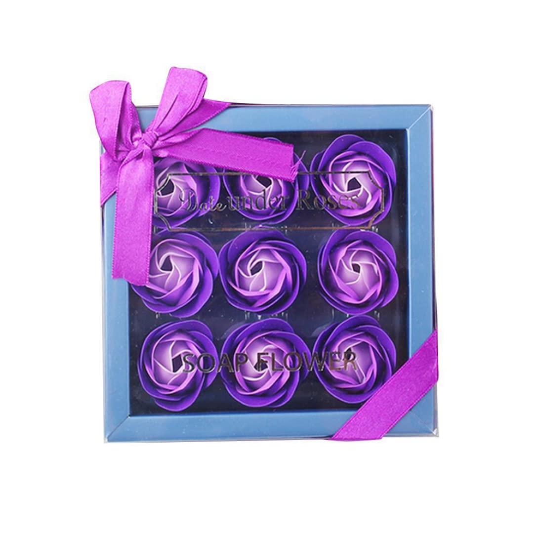 1PACK Floral Scented Bath Rose Petals - Natural Rose Shaped Soap Flowers, Relaxing Aromatherapy Gift Set for Mother's Day, Birthday, Anniversary (Purple) - Perfect for Spa Nights, Romantic Baths & Self-Care Moments