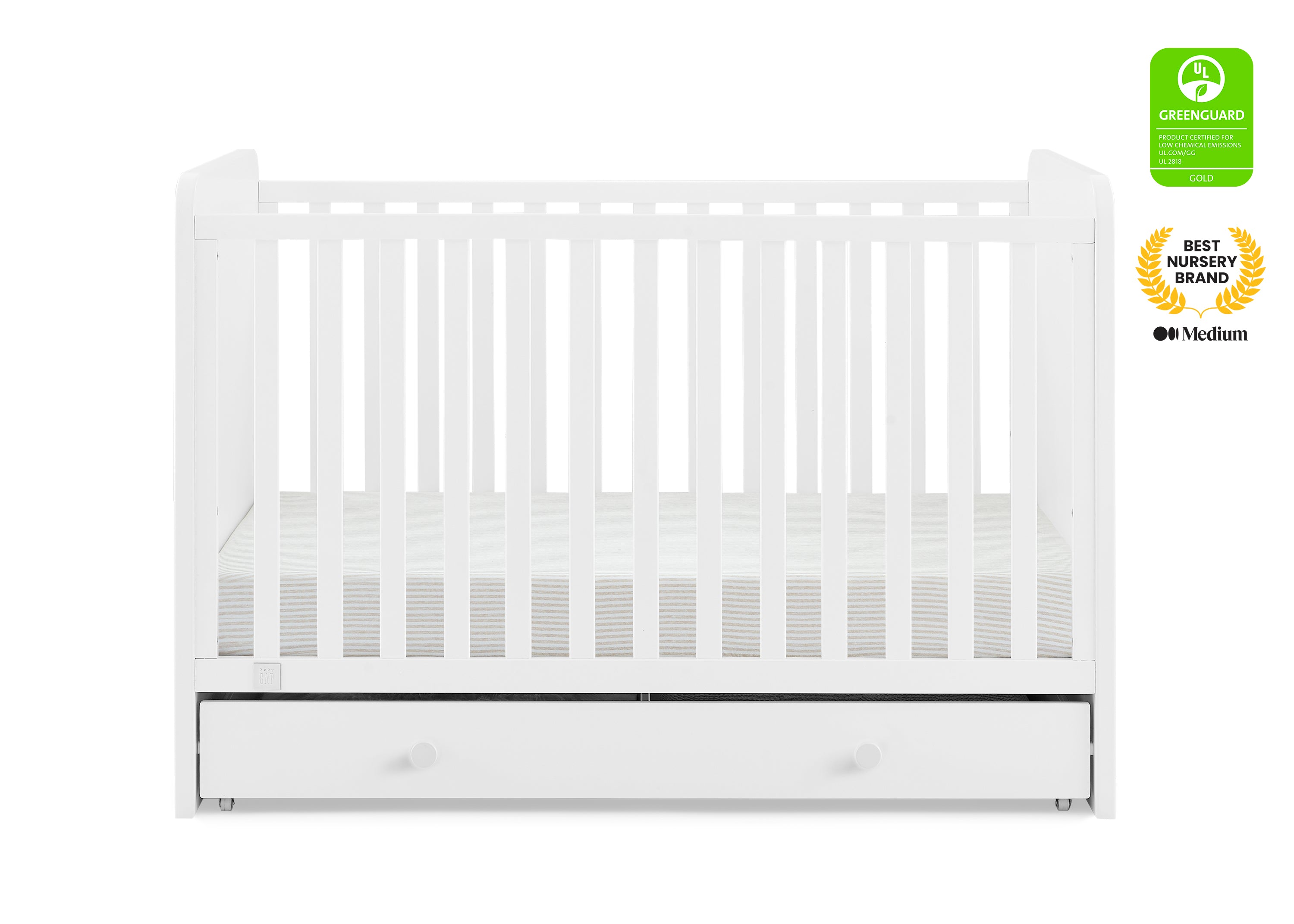 BabyGap Graham 4-in-1 Convertible Crib with Storage Drawer - Nursery Furniture for Newborns to Toddlers - Perfect for Small Spaces & Modern Nurseries