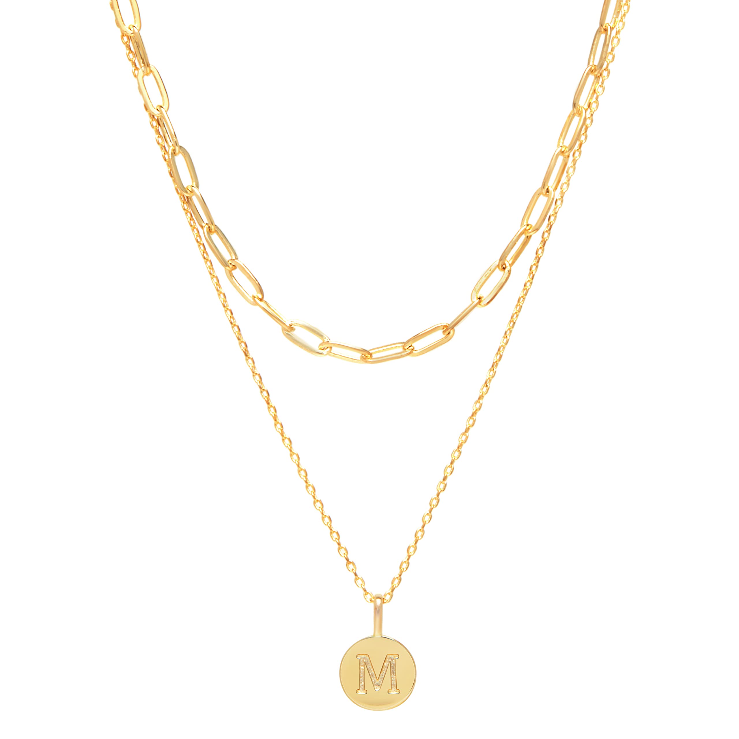 Kensie Women's Initial Letter Necklace - Delicate Two Row Layered Chain Pendant with Personalized Charm | Perfect for Gifts, Anniversaries, and Everyday Elegance