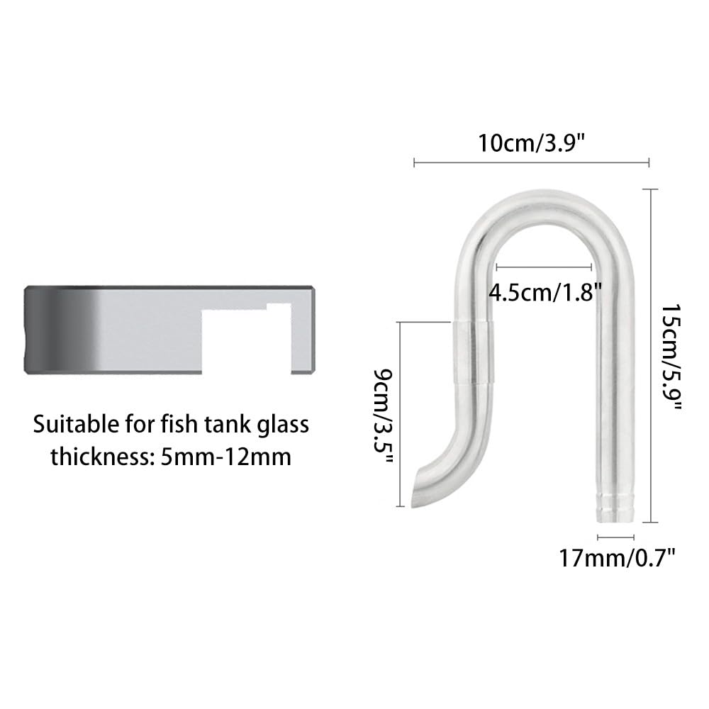 MiOYOOW 304 Stainless Steel Aquarium Lily Pipe Inflow Outflow Set with Aluminum Alloy Clamp (12/16mm) - Perfect for Freshwater Planted Tanks & Shrimp Aquariums