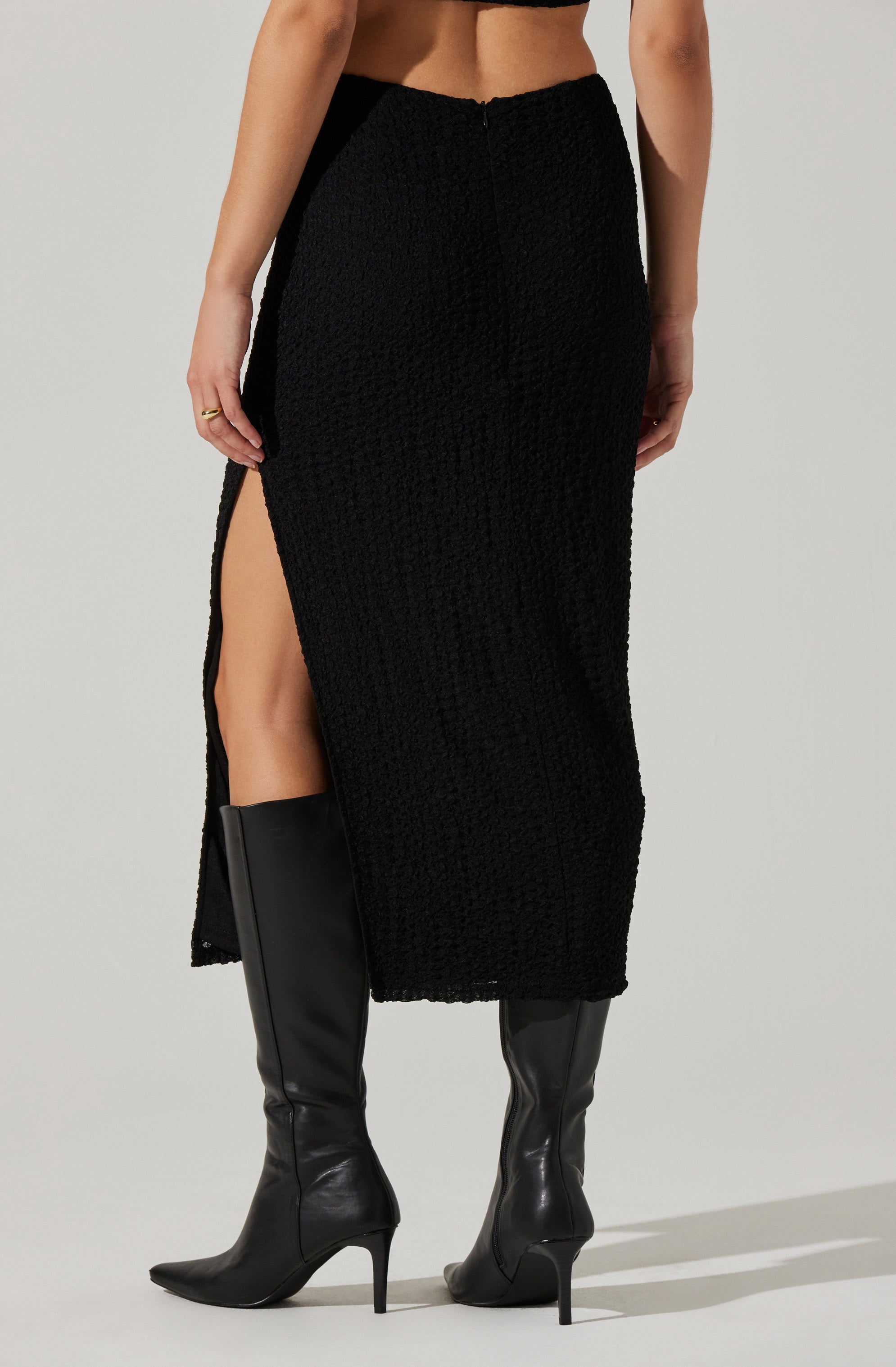 Keely Textured Midi Skirt for Women - Flowy A-Line Summer Skirt with Pockets | Perfect for Office, Date Night & Casual Outfits