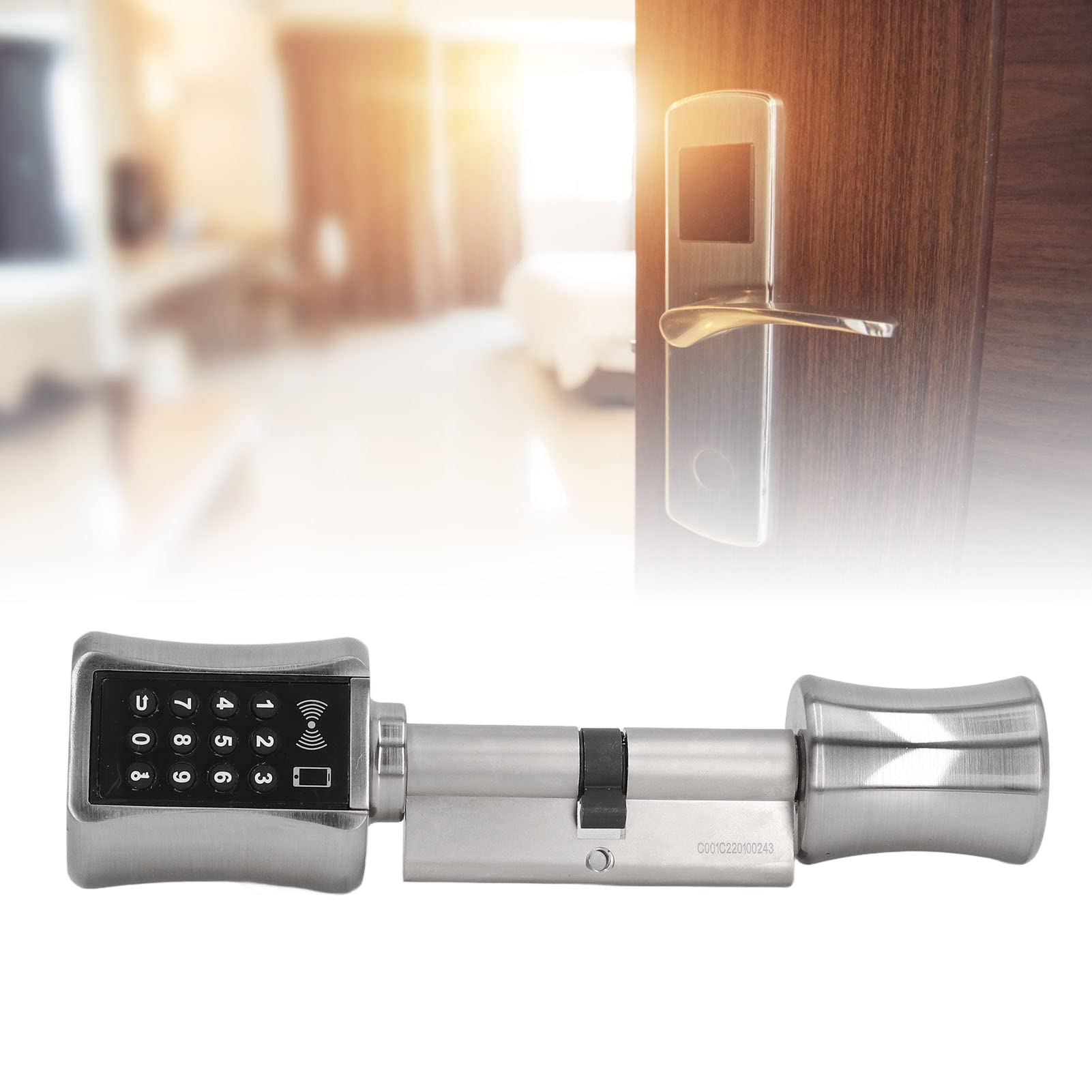 Smart Electronic Door Lock - Stainless Steel & Brass Keyless Cylinder Lock with Emergency Interface for Wooden/Iron Security Doors | Low Power Consumption | Ideal for Homes, Apartments & Offices