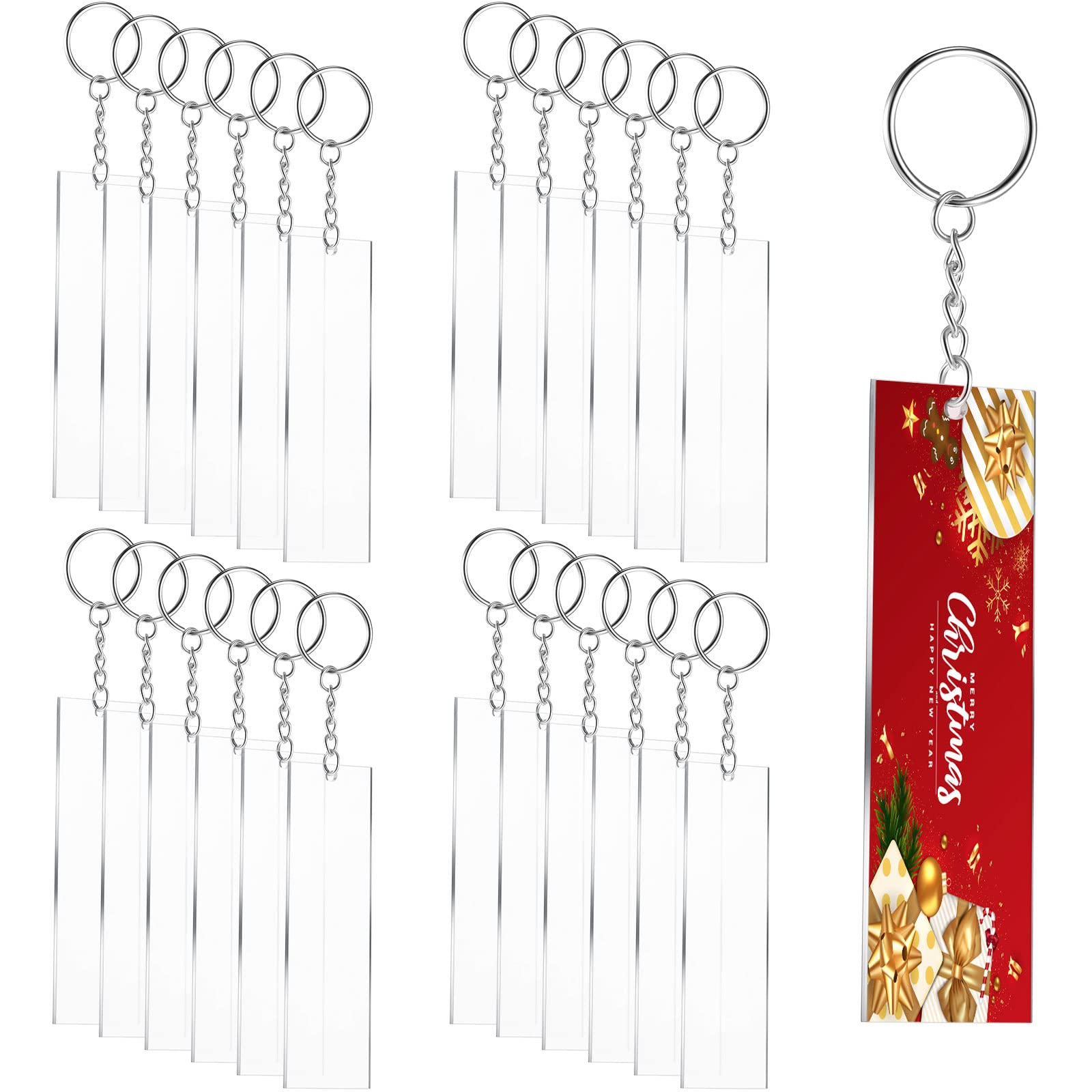 Transparent Acrylic Keychain Blanks with Rings for DIY Gifts