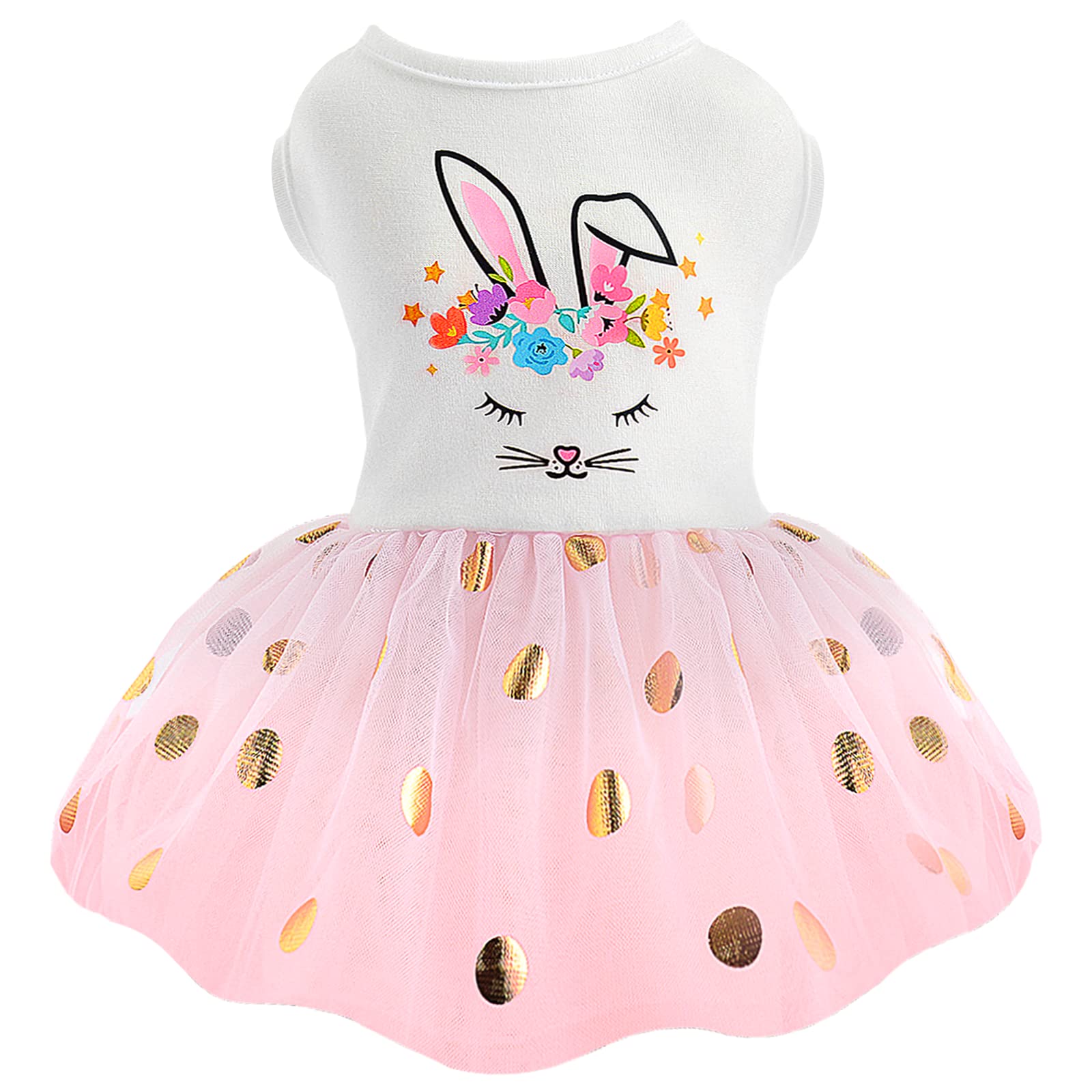 Pink Rabbit Pet Dog Dress - Cute Outfit for Small Female Dogs & Cats | Medium Size | Perfect for Easter, Halloween & Photo Shoots