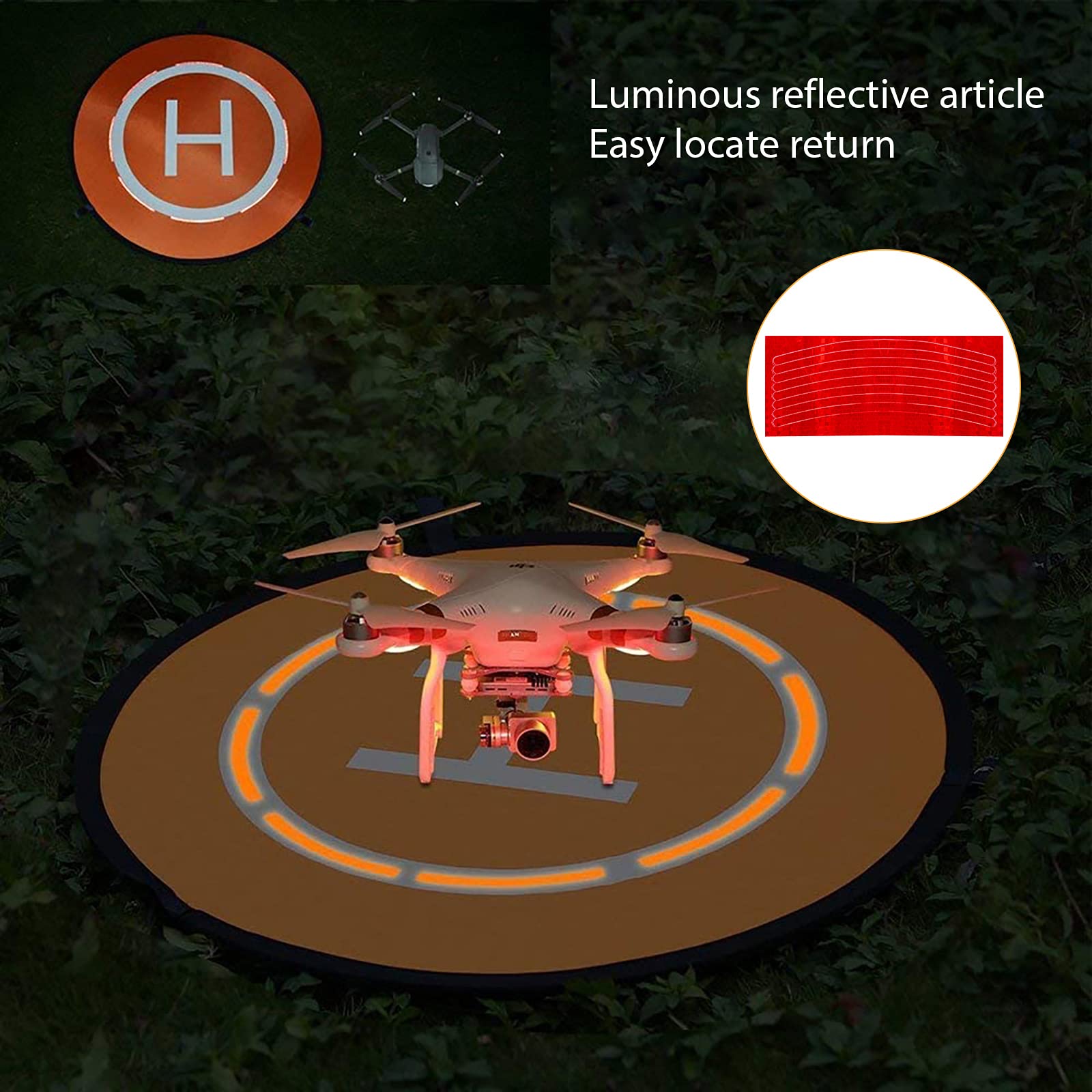 **Linkidea 43'' Foldable & Waterproof Drone Landing Pad - Portable Accessory for DJI Mavic, Phantom 2/3/4/Pro, Antel Robotic & Universal PVB Drones (Orange, 110cm) - Perfect for Outdoor Aerial Photography & RC Helicopter Landings**