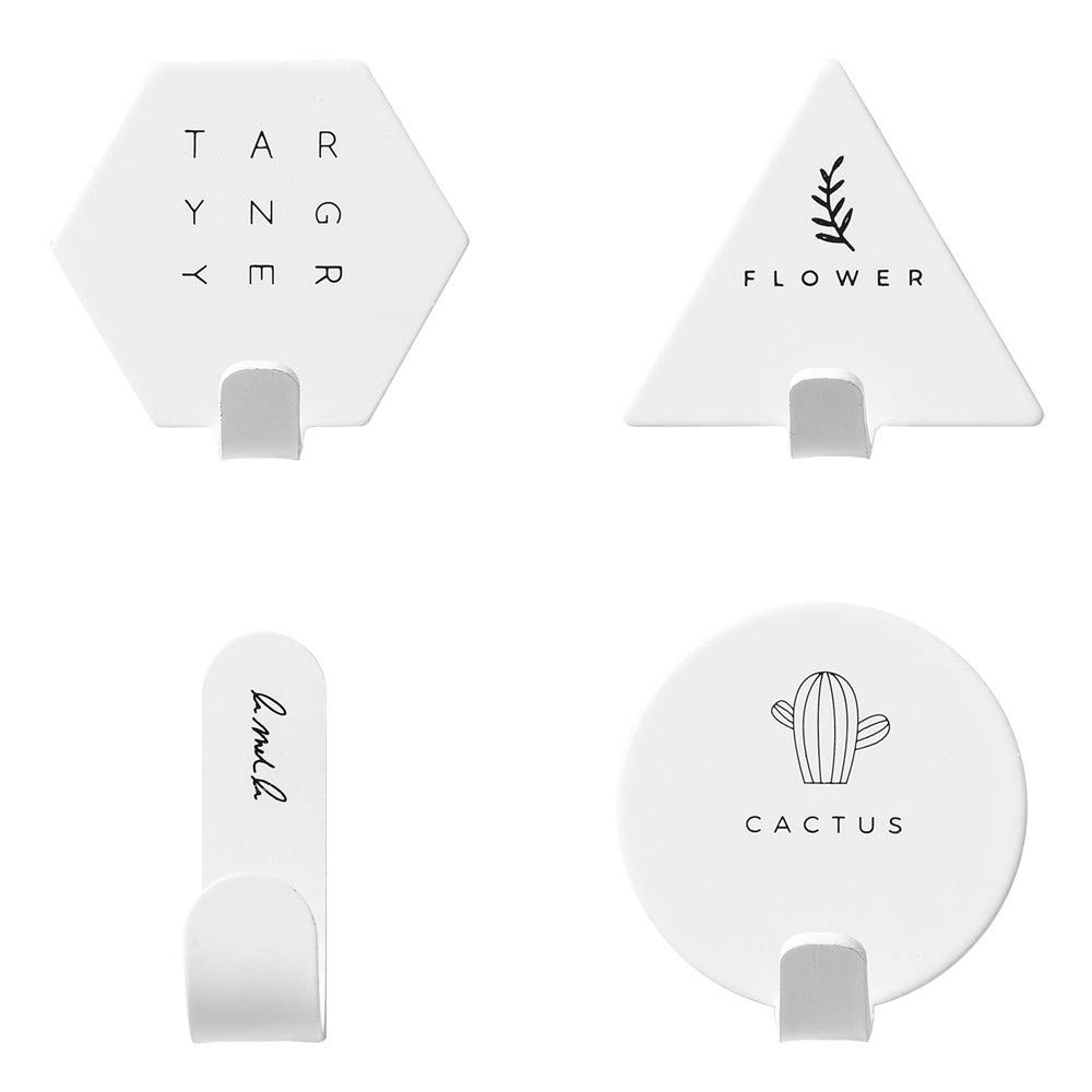 4-Pack Wrought Iron Wall Hooks - Geometric Storage Hooks for Home Organization, Hanging Plants, Coats & Decor - Durable Acrylic Wall-Mounted Shelves for Bedroom, Kitchen & Window Display