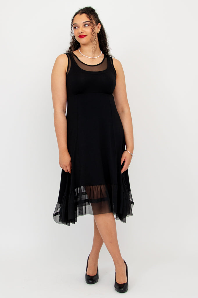 Danube Dress - Black Bamboo Fabric Women's Summer Dress for Casual Wear, Beach Outings, and Date Nights
