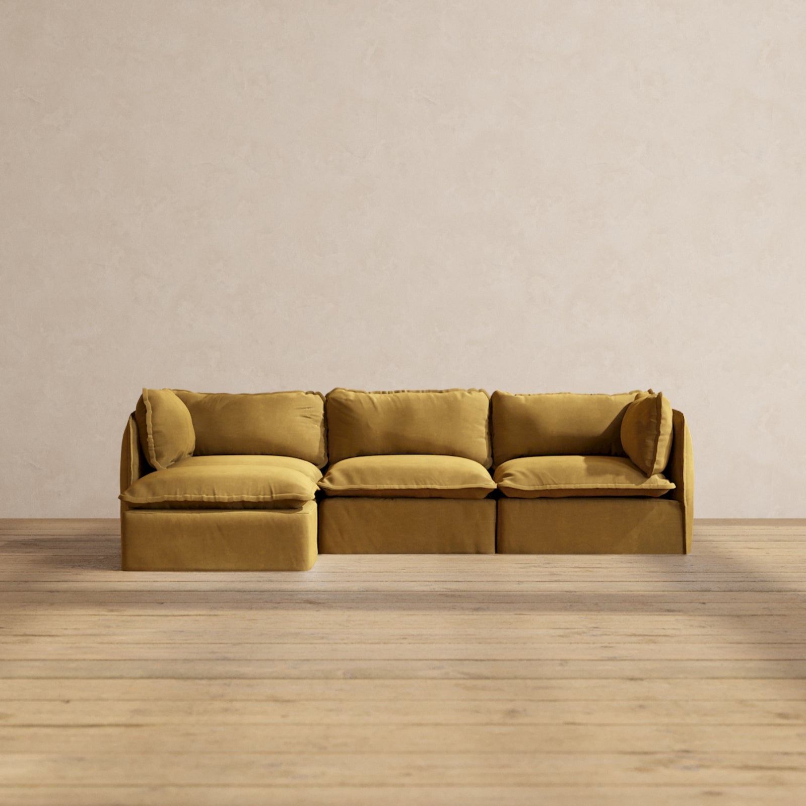 Modular Performance 3-Seater Sectional Sofa in Toffee Brown - Modern L-Shaped Couch for Living Room, Family Room & Home Theater - Soft & Durable Relaxed Blend Fabric