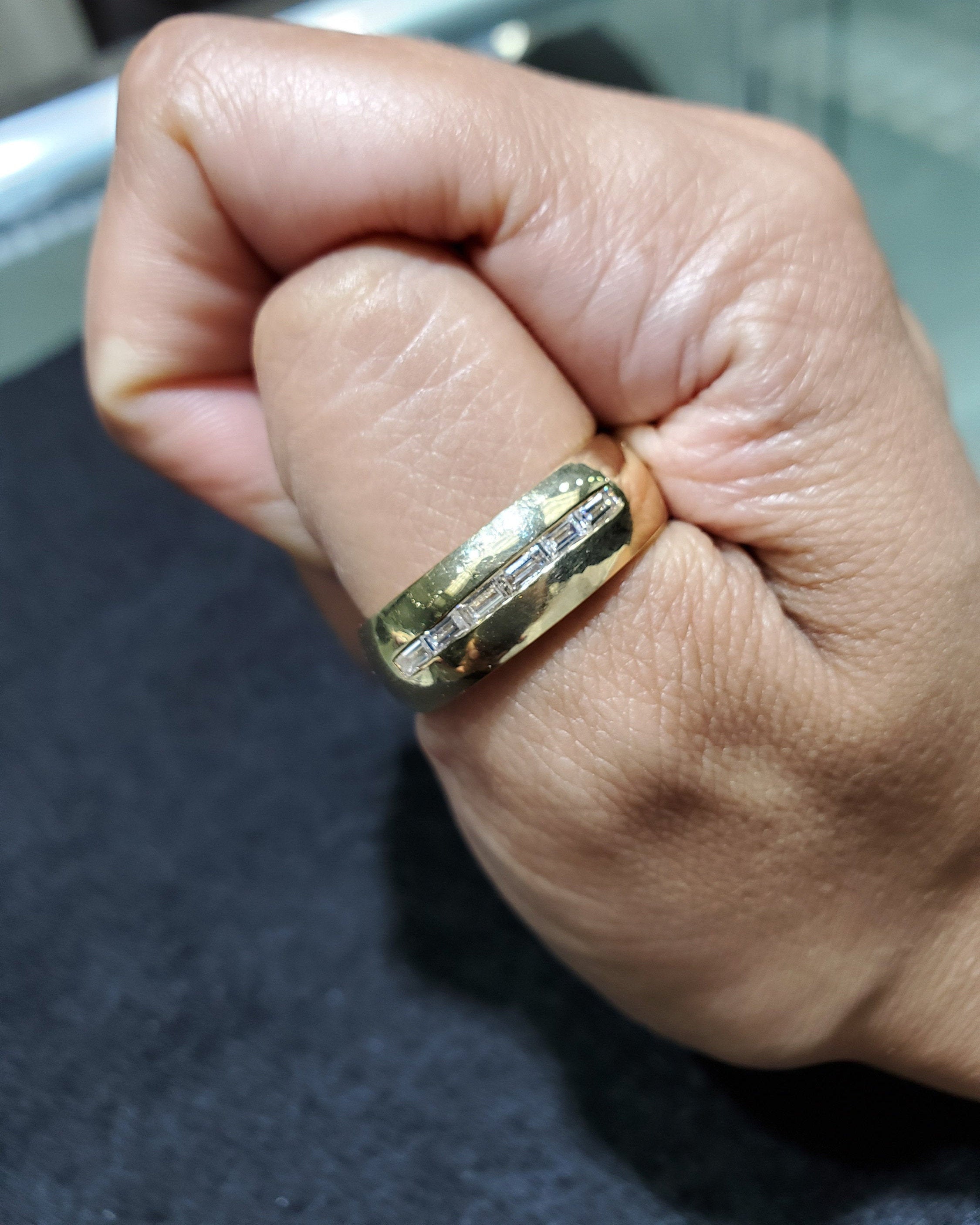 14K Yellow Gold Men's Baguette Diamond Wedding Band - 0.50cttw, Elegant & Durable for Everyday Wear, Anniversary & Special Occasions