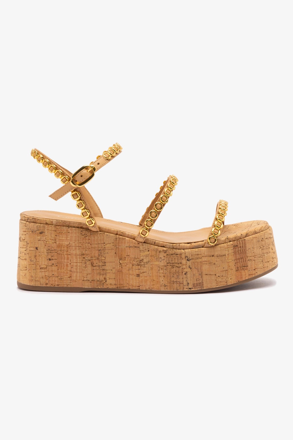 Gio Milanina Women's Flatform Sandals in Tan Leather & Natural Cork - Comfortable Summer Wedges for Beach, Vacation & Casual Outfits