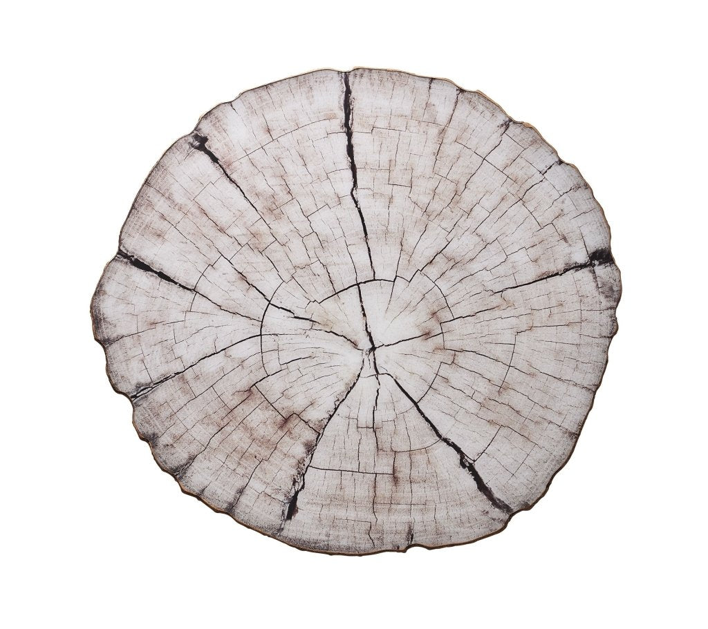 Birch Wood Placemats Set of 4 - Ivory & Natural Color Round Table Mats for Dining, Kitchen, Party Decor - Eco-Friendly Home Tableware for Everyday Use & Special Occasions