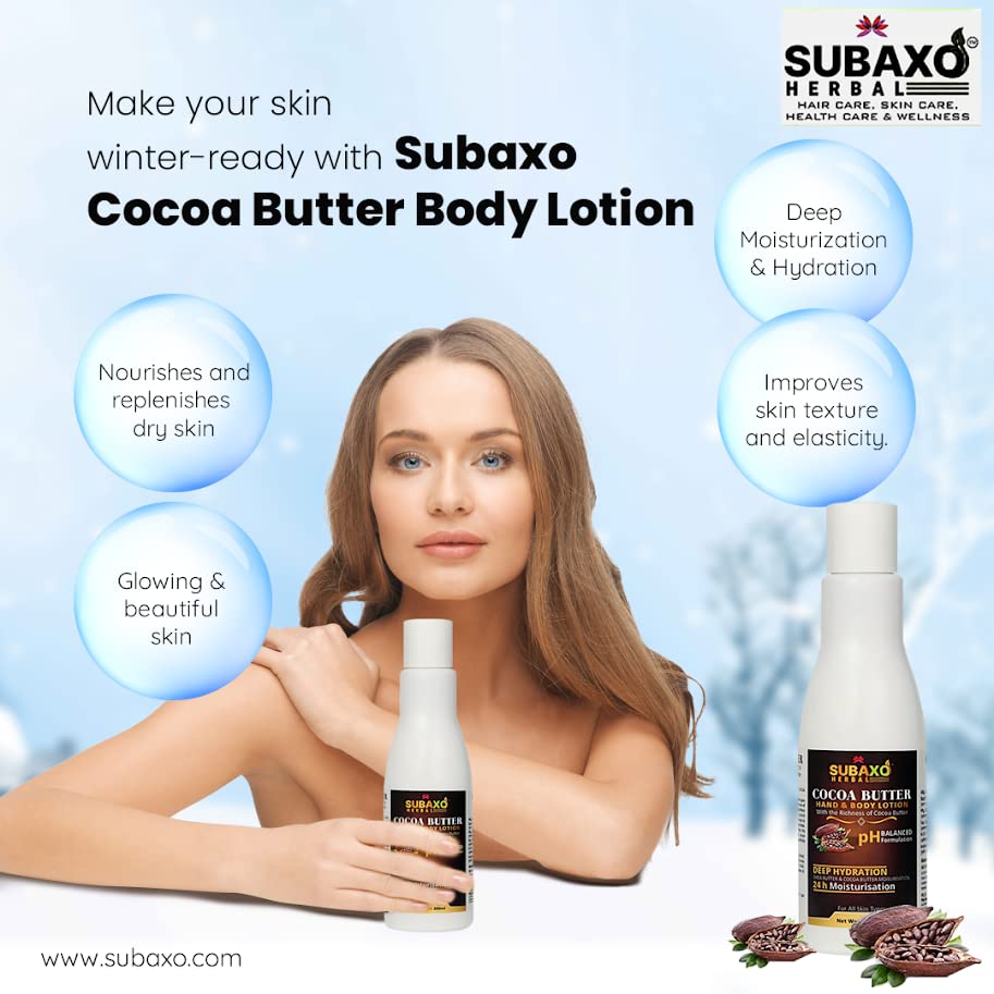 SUBAXO Cocoa Butter & Turmeric Herbal Body Lotion & Soap Set - 200ml Deep Hydration Lotion + 2x75g Natural Bath Soap for Dry Skin - Perfect for Spa Day, Gift Sets & Daily Skincare Routine