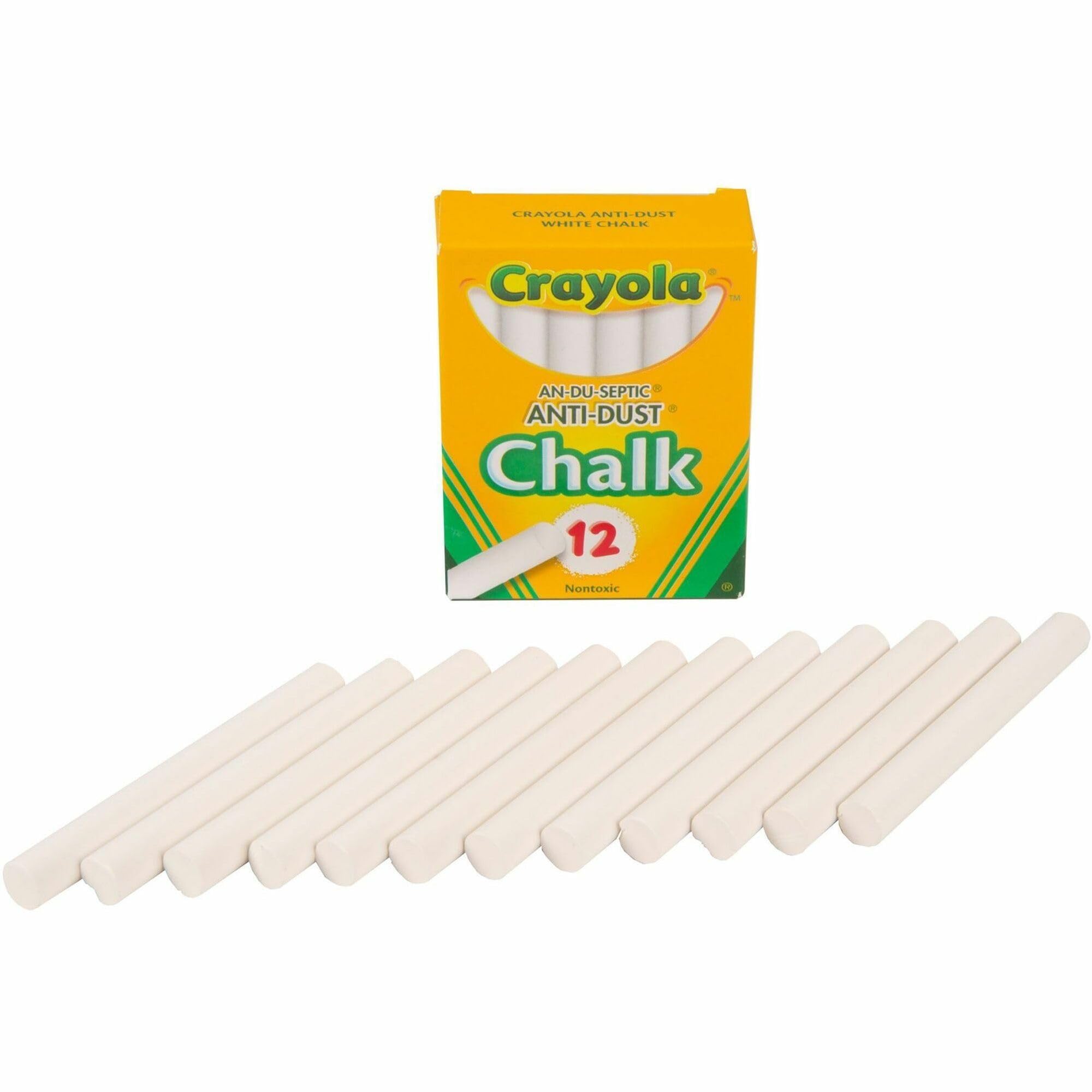 Crayola Anti-Dust White Chalk - 12 Pack for Kids, Classrooms & Sidewalk Art | Non-Toxic, Dust-Free School & Outdoor Drawing Supplies