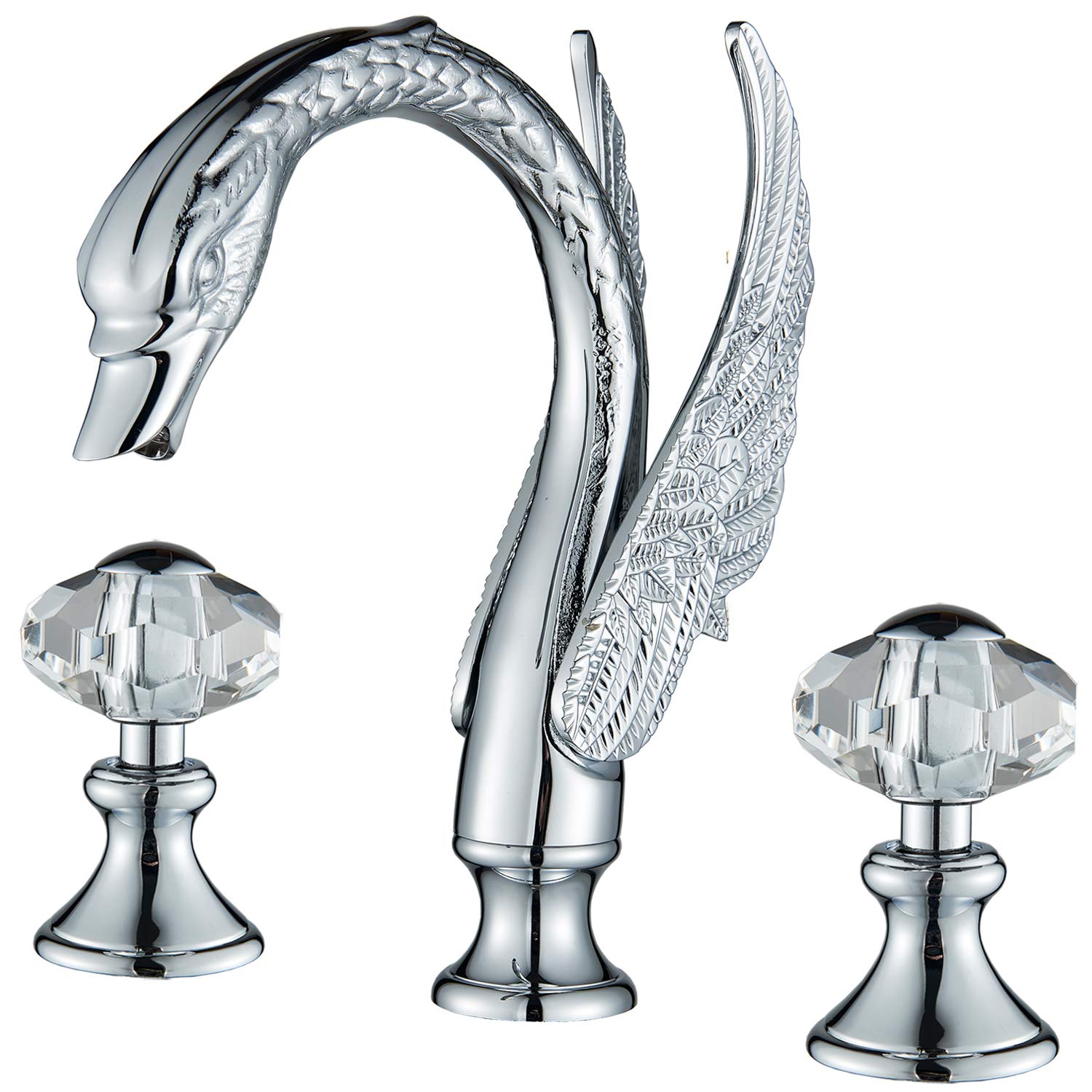 Rozin 3-Hole Deck Mount Widespread Bathroom Faucet in Chrome - Modern Bathroom Sink Faucet for Vanity, Powder Room & Guest Bath Installation