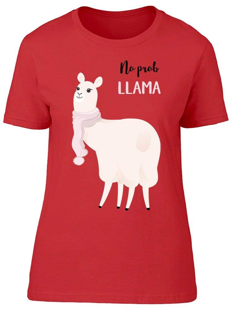 No Prob Llama with A Scarf Women's T-Shirt - Cute Casual Graphic Tee for Everyday Wear & Funny Gift