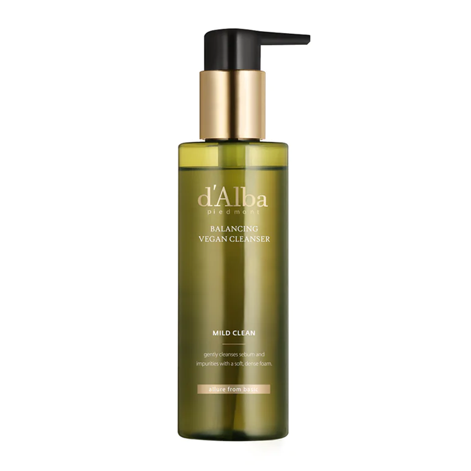 d'Alba Mild Skin Balancing Vegan Cleanser 200ml - Gentle Face Wash for Sensitive Skin, Cruelty-Free & Hydrating Facial Cleanser | Perfect for Daily Skincare Routine & Travel