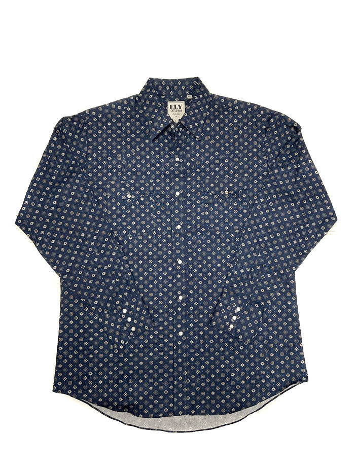 Ely Cattleman 152027082 Men's Long Sleeve Casual Shirt - Navy Blue - Comfortable Work & Outdoor Wear