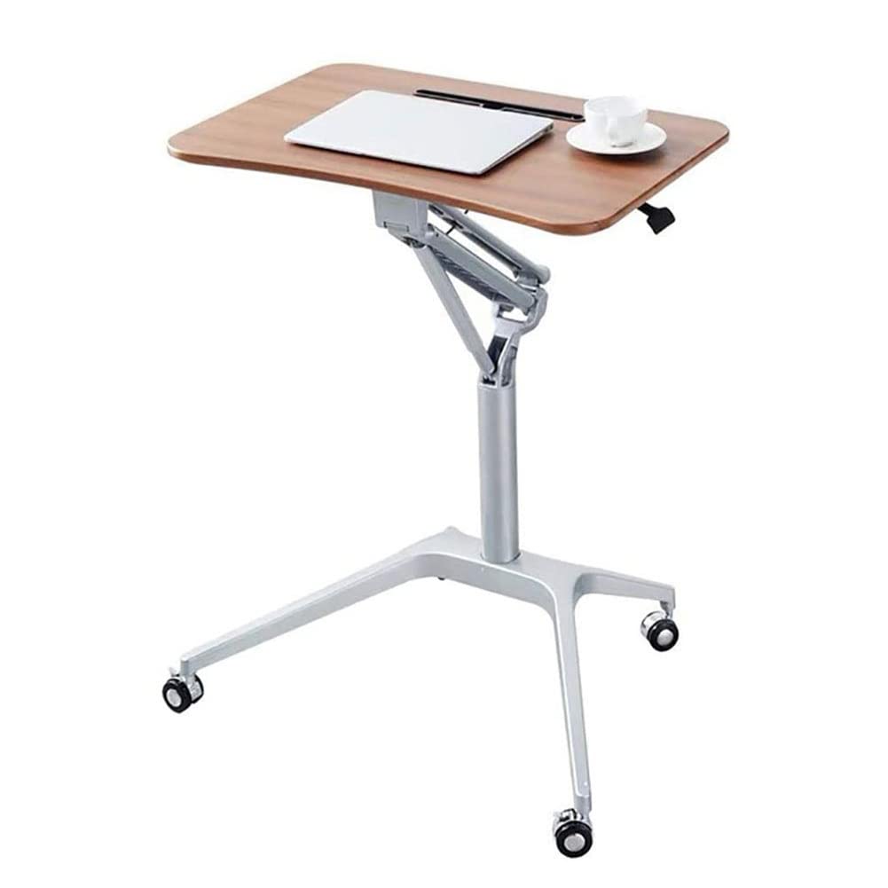 Adjustable Height Laptop Desk - Pneumatic Standing Desk with Wheels for Home Office, Gaming & Study - Portable Workstation for Computer, Writing & Lectern Use