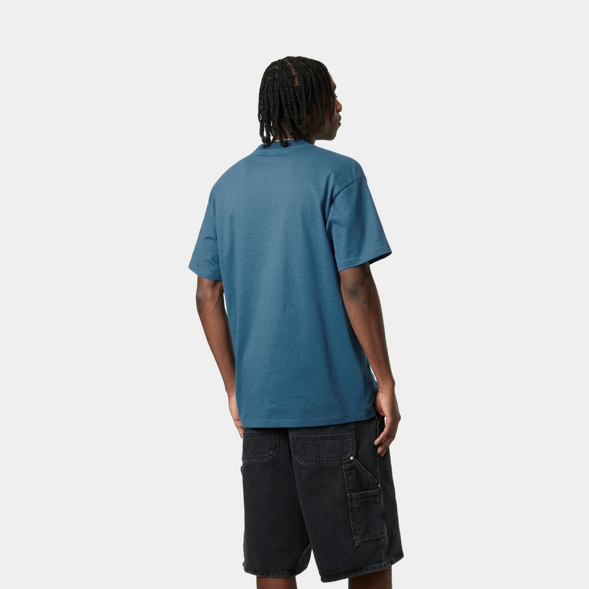 Fragments Pocket T-Shirt for Men - Sodalite Blue & White Casual Tee | Perfect for Everyday Wear, Street Style & Layering
