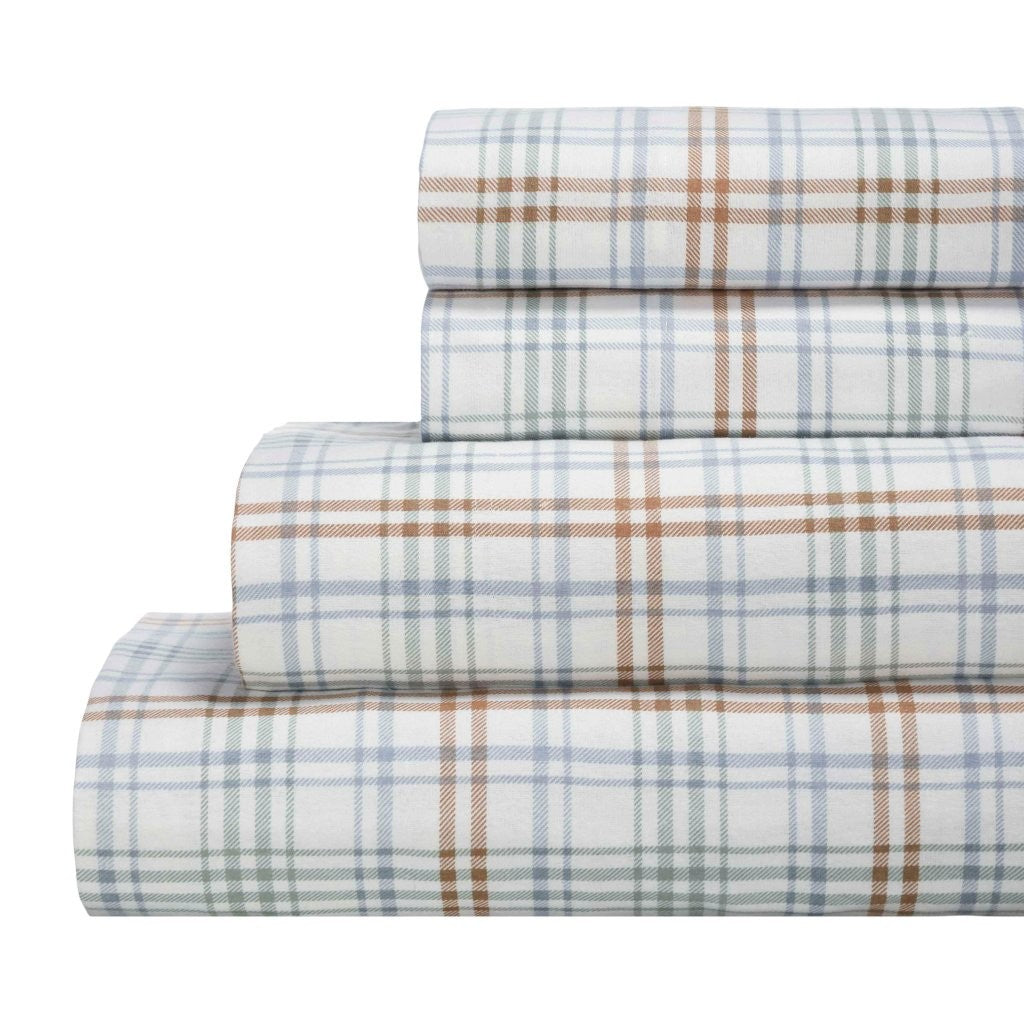 Soft Plaid Flannel Cotton Bed Sheet Set - Classic Farmhouse Style with Deep Pockets - Perfect for Cozy Winter Nights & Rustic Home Decor