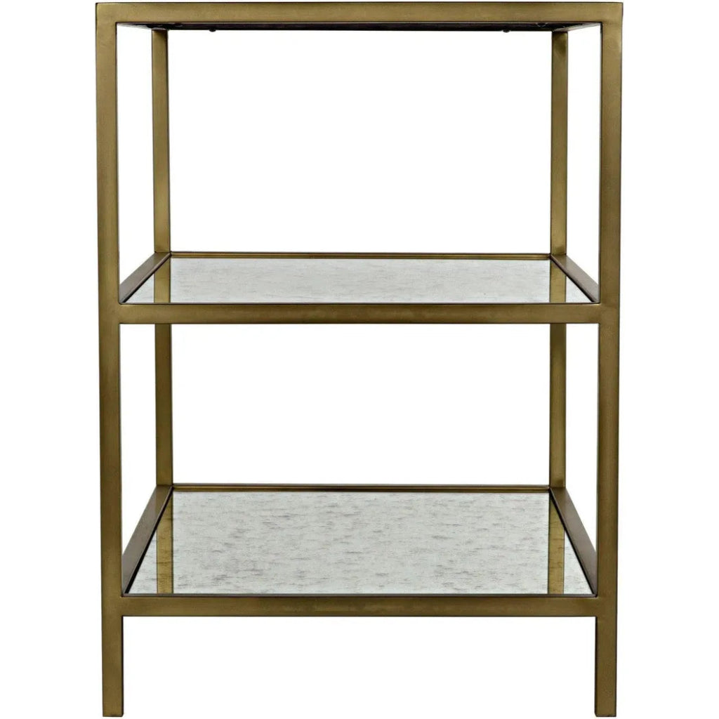 3 Tier Rectangle Side Table - Antique Brass & Mirror Finish - Perfect for Living Room, Bedroom, or Office Decor
