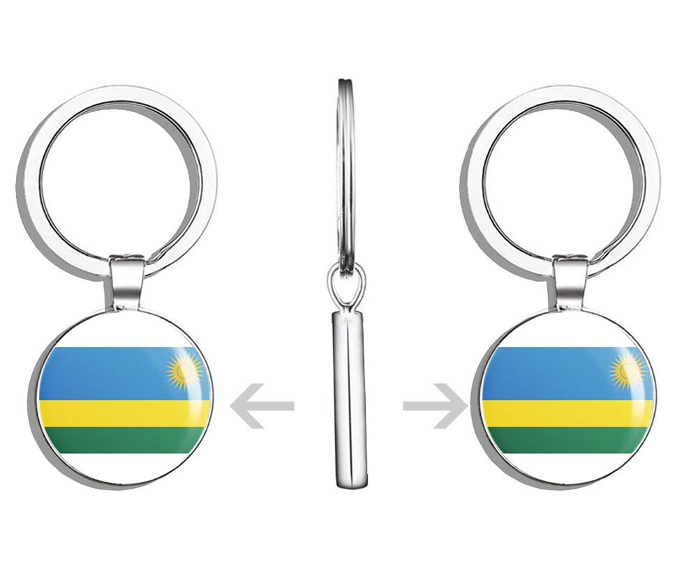 Rwanda Double Sided Flag Stainless Steel Keychain - Durable Key Ring Holder with Carabiner Clip for Keys, Backpacks & Travel Accessories | Perfect for Travelers, Gift Giving & Key Organization