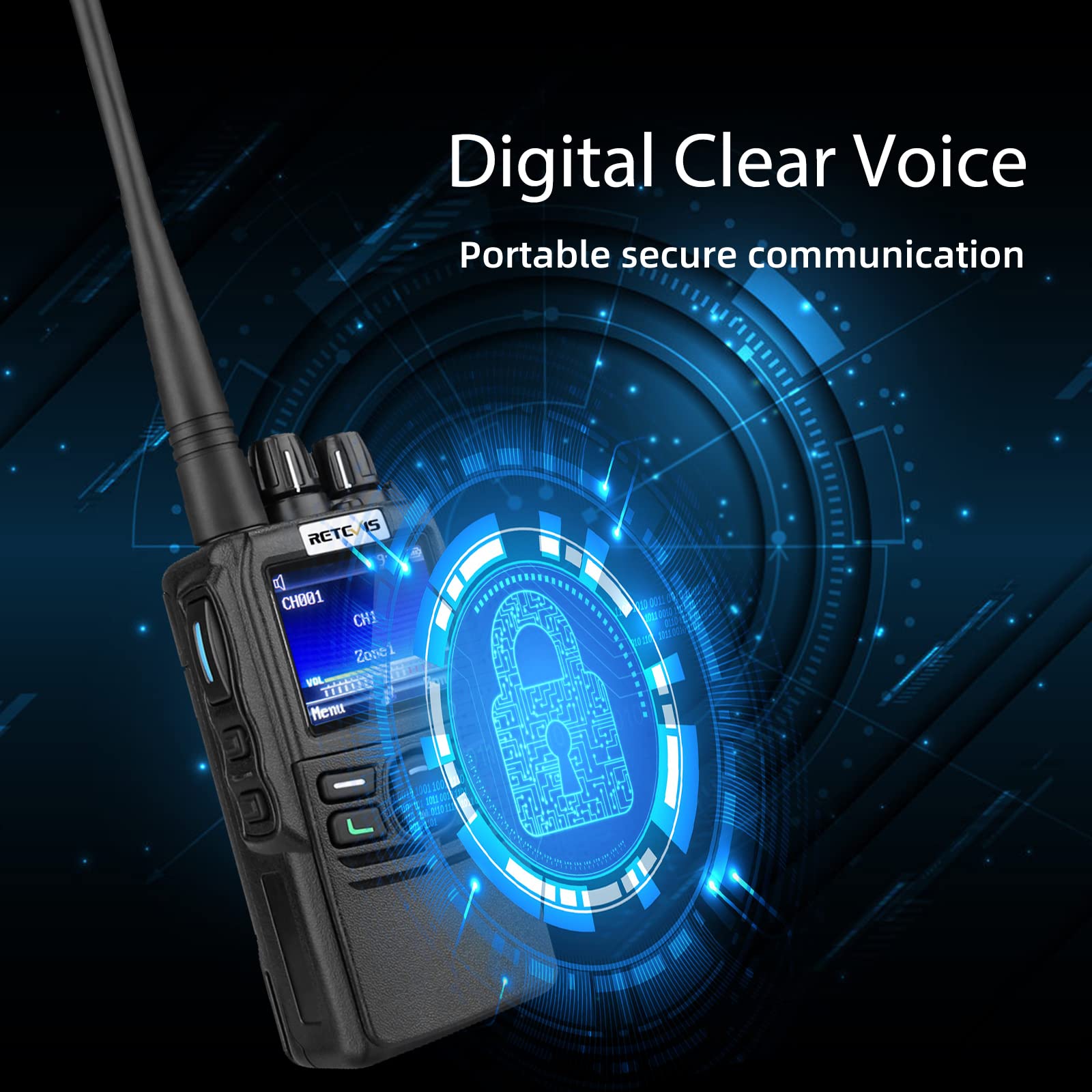 Retevis RB22 DMR Handheld Two-Way Radio - 4000 Channel Digital/Analog Walkie Talkie with IP66 Waterproof, TDMA & SMS - Professional Business Communication (2 Pack) for Construction, Security & Outdoor Adventures