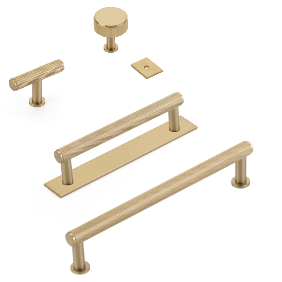 Champagne Bronze Knurled Drawer Pulls & Cabinet Knobs with Optional Backplate - Elegant Hardware for Kitchen Cabinets, Dressers & Furniture Upgrades