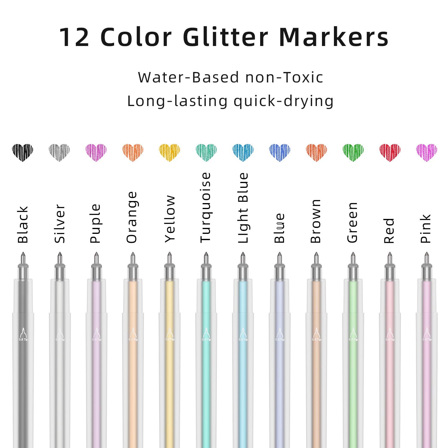 12 Pack Glitter Gel Pens for Cricut Joy/Xtra - 0.8mm Medium Point Tip for Writing & Drawing - Compatible with Cricut Joy Machine - Perfect for DIY Crafts, Scrapbooking, Card Making & Journaling