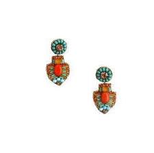 Turquoise and Orange Edjo Earrings for Women - Boho Chic Dangle Earrings for Party, Wedding & Everyday Wear
