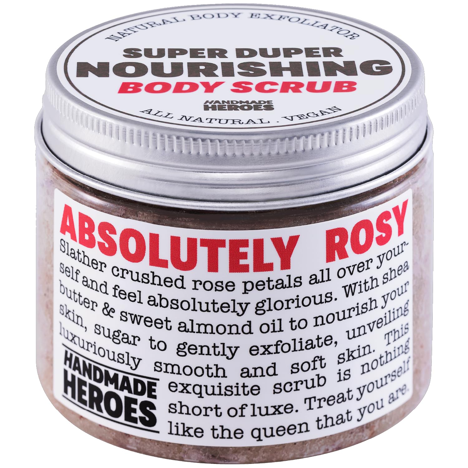 Handmade Heroes Rose Petal Sugar Scrub - Vitamin E Enriched Exfoliator for Feet & Body | Natural Cellulite Treatment & Skin Toning | Perfect for Spa Day & Dry Skin Care