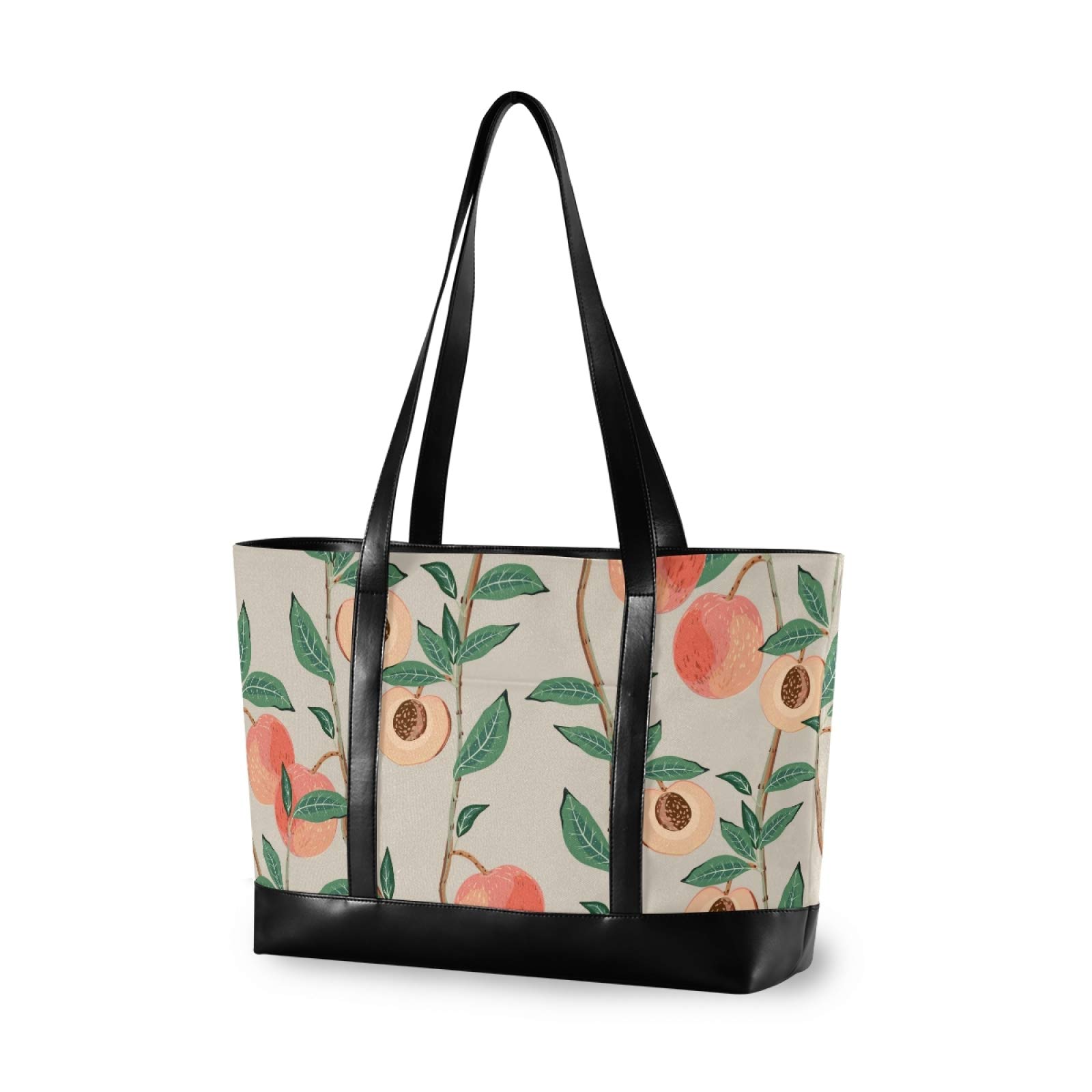 ALAZA Peach Tree Branches Print Laptop Tote Bag for Women - 15.6 Inch Laptop Organizer Work Purse - Perfect for Teachers, Office Professionals & College Students