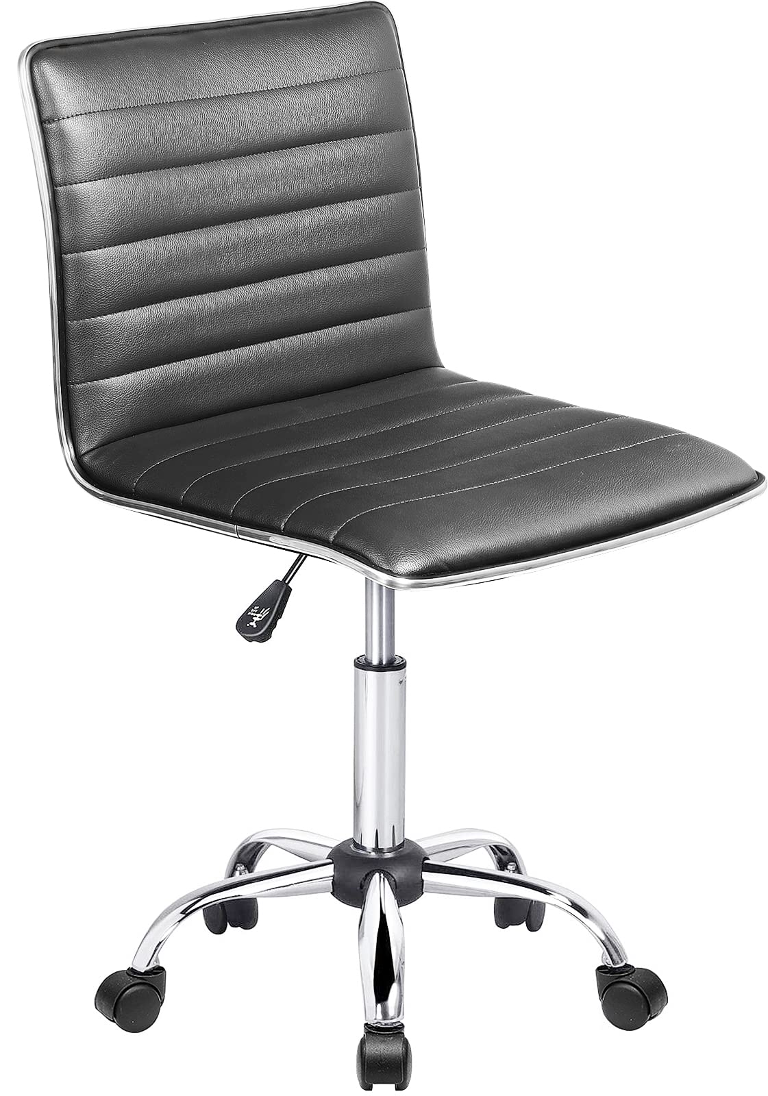 BOSSIN Adjustable Home Office Chair - Mid Back Armless Ribbed Swivel Task Chair for Small Spaces, Living Room, Makeup Vanity & Study Desk - Ergonomic Computer Chair for Working from Home (Gray)