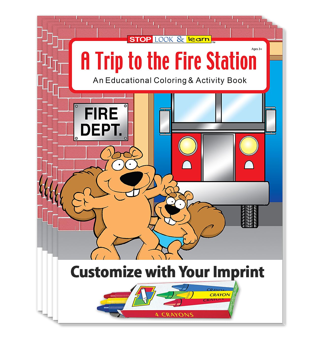 ZOCO Custom Fire Safety Coloring Books for Kids - 250 Bulk Pack with Crayons - Fire Prevention Educational Materials with Games, Puzzles & Activities - Perfect for Fire Station Visits, School Safety Lessons & Home Learning
