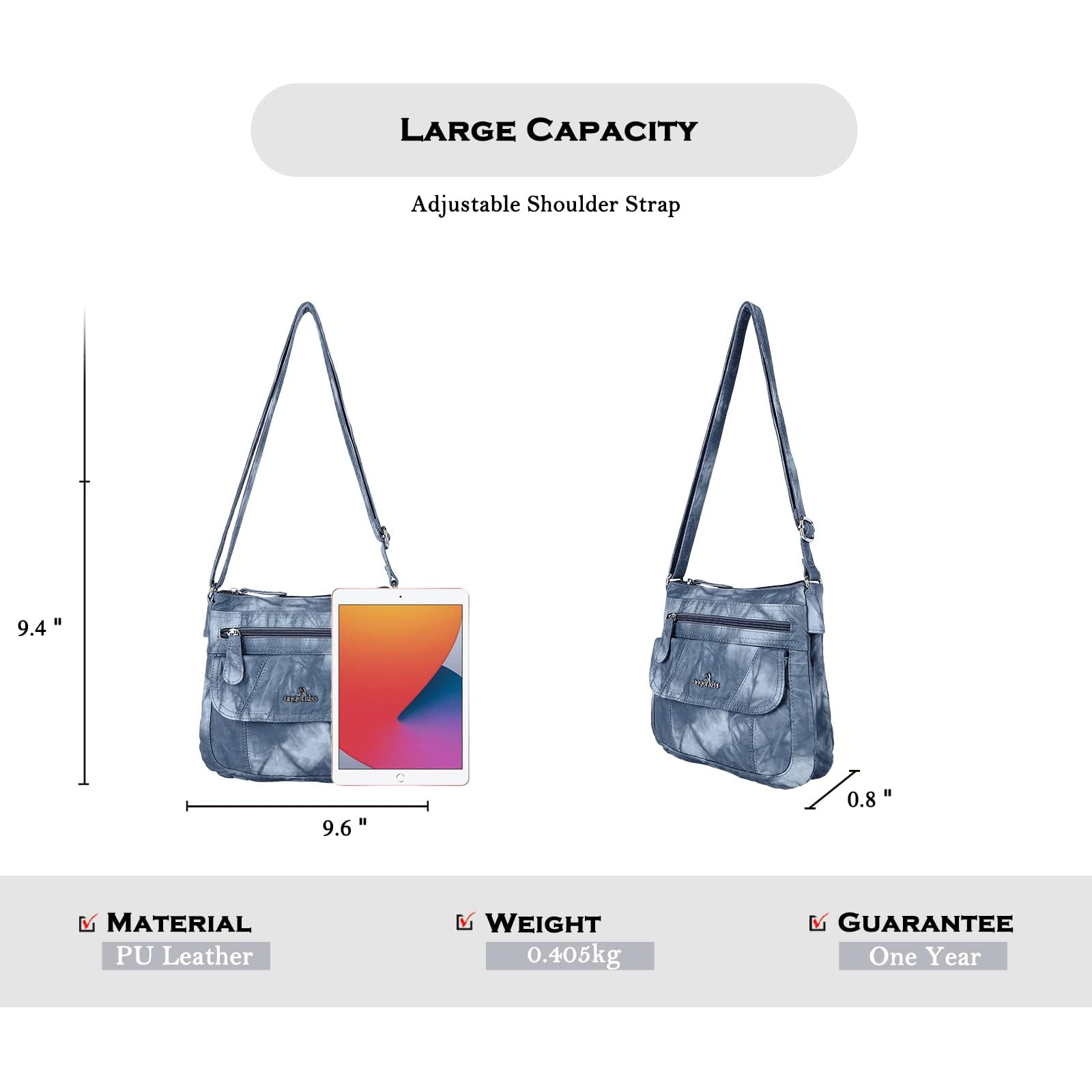 Angel Kiss Women's Crossbody Bag - PU Leather Adjustable Strap Shoulder Purse for Daily Use, Travel & Shopping