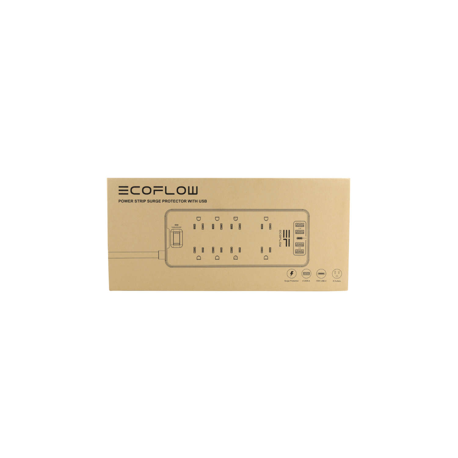EcoFlow Surge Protector - 1500W Portable Power Strip with 6 Outlets, USB Ports & Fireproof Material | Perfect for Home, Office, RV & Outdoor Power Protection