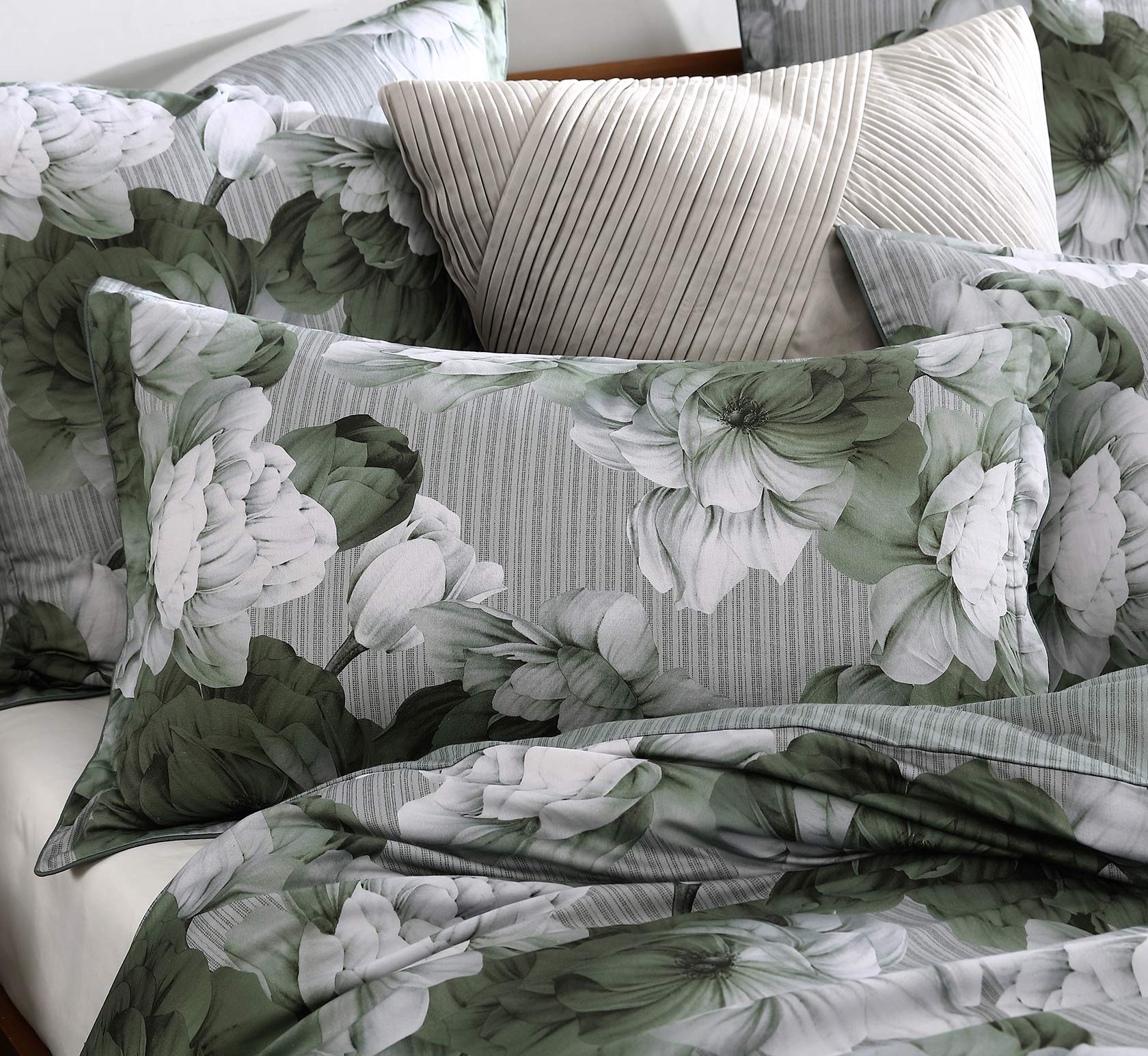 Hailey Sage European Pillowcase - Premium 100% Cotton Luxury Bedding Set for Home Decor | Soft & Breathable Pillow Cover for Master Bedroom, Guest Room & Hotel Use
