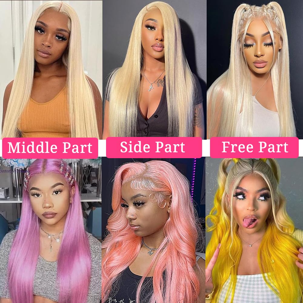 613 Blonde Human Hair Wig 30 Inch Straight HD Lace Front Wig - 180% Density 13x4 Lace Frontal with Baby Hair & Pre-Plucked Hairline | Glueless Wear for Daily Use, Cosplay, Parties & Special Occasions