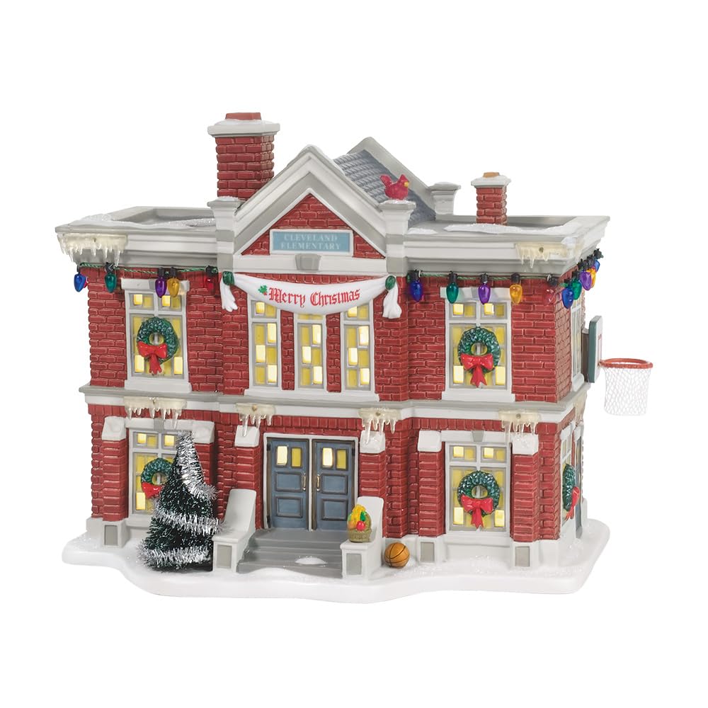 Department 56 Christmas Story Village Cleveland Elementary School - Authentic Collectible Holiday Decoration for Christmas Villages & Winter Displays