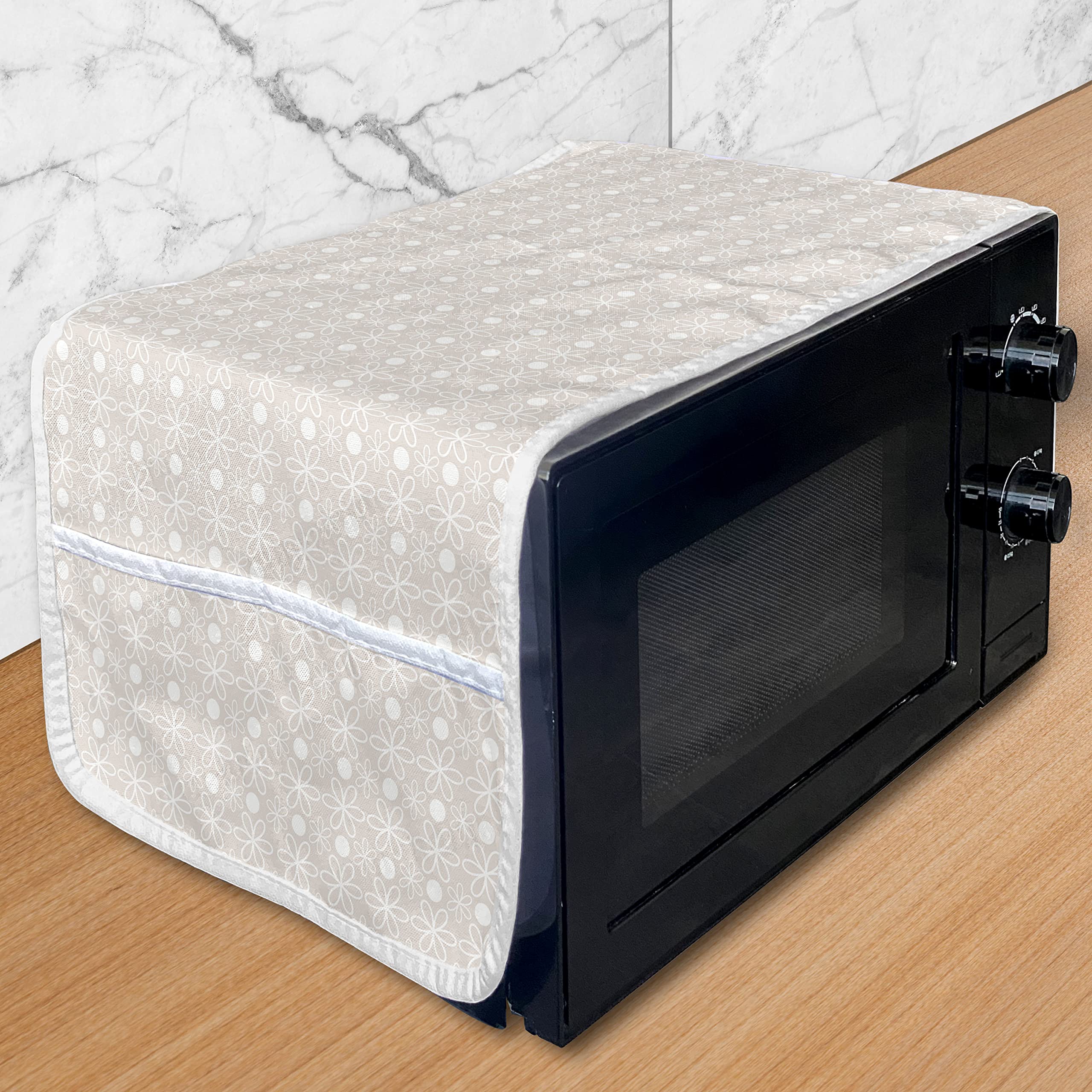 Ambesonne Floral Microwave Cover - Waterproof Kitchen Organizer with Pockets, 36