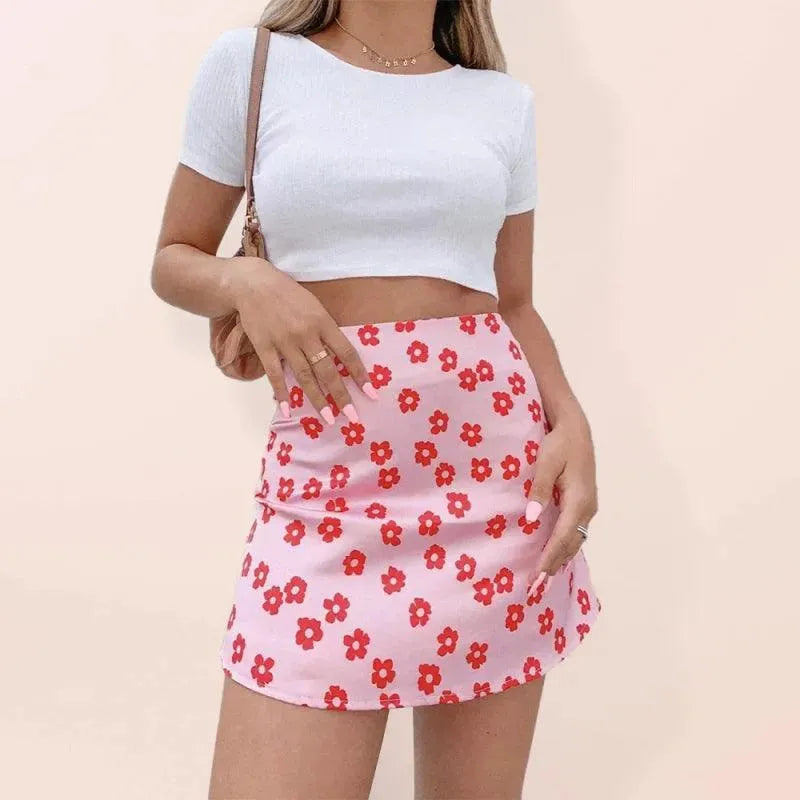 Women's High Waist Satin Printed A-Line Mini Skirt - Sexy Stretchy Party Skirt for Night Out, Club, Date Night & Summer Outfits