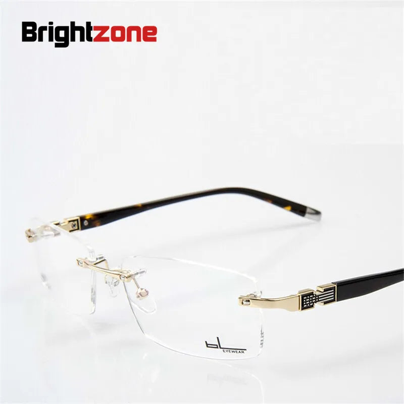 Brightzone Unisex Rimless Square Titanium Alloy Eyeglasses 71433 - Lightweight & Durable Glasses for Men & Women - Perfect for Reading, Work & Everyday Use