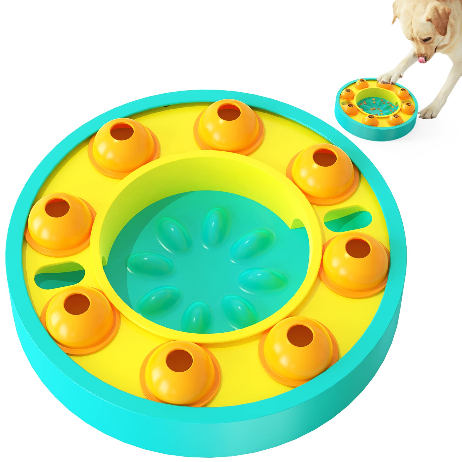 Interactive Dog Puzzle Toy for Smart Dogs - Slow Feeder & Treat Dispenser, Mental Stimulation & Boredom Relief - Turquoise - Perfect for Training, Enrichment & Mealtime Fun