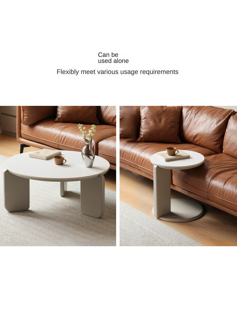 Solid Poplar Wood Rock Plate Coffee Table - Rustic Modern Living Room Furniture for Home Decor & Entertainment