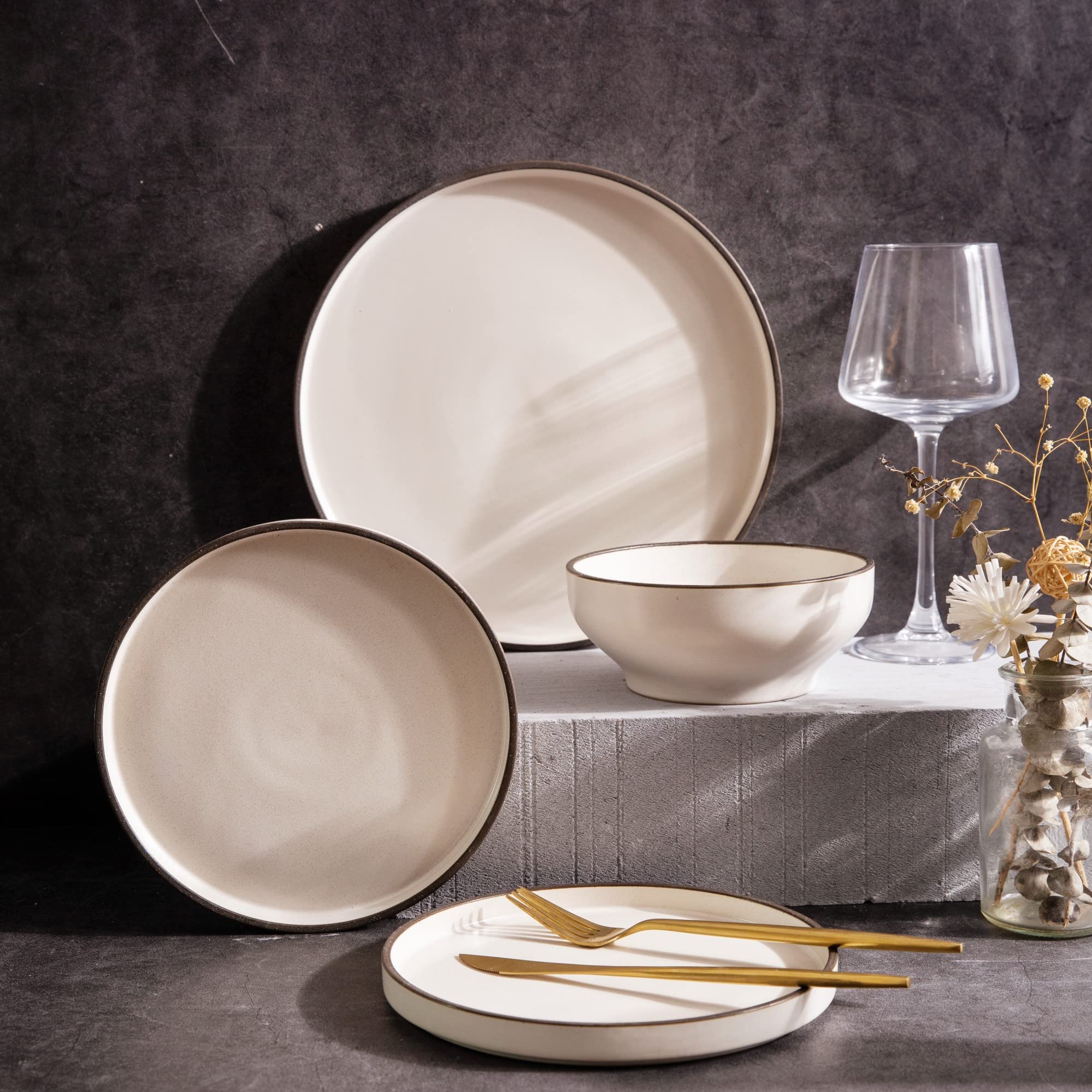 LERATIO 8-Inch Ceramic Salad Plates Set of 6 - Microwave, Dishwasher & Oven Safe - Scratch Resistant Matte White Dinnerware - Perfect for Restaurants, Home Dining & Party Serving