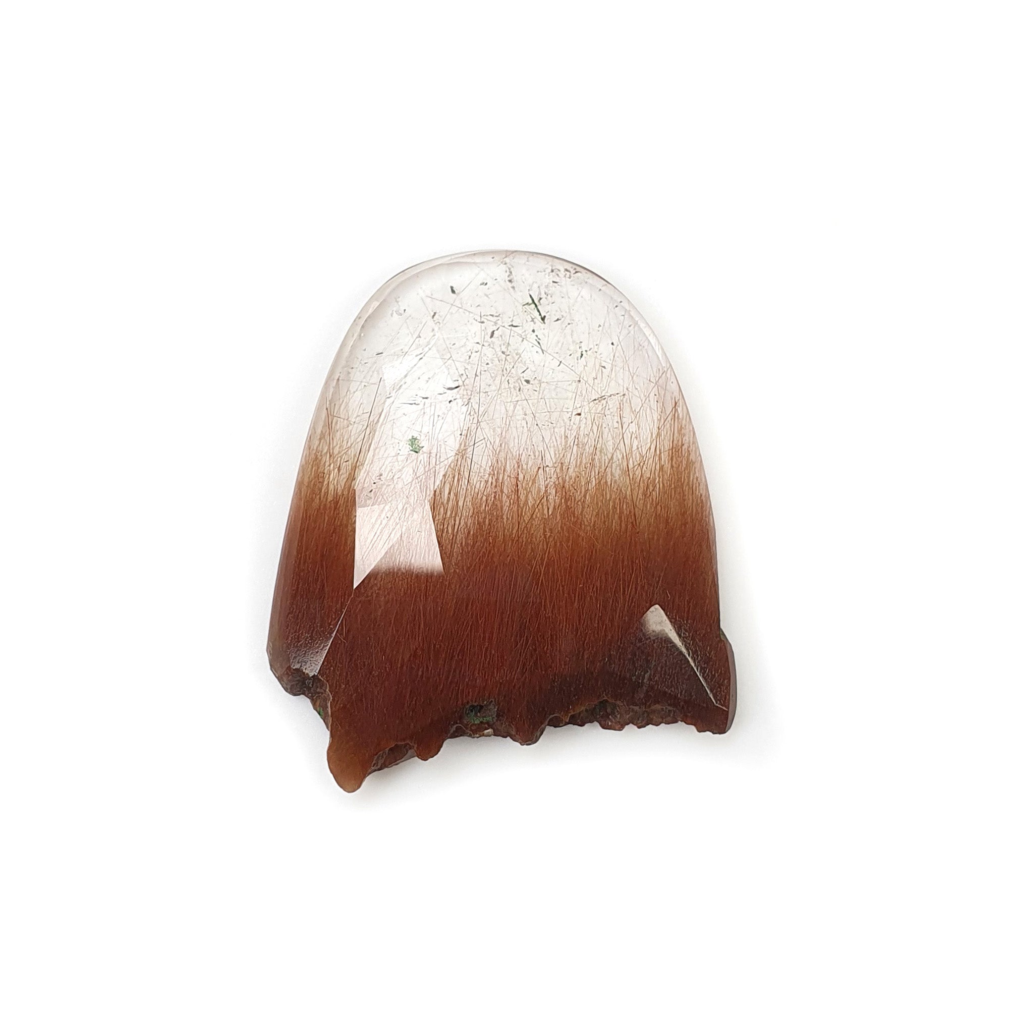 Natural Brown Rutile Quartz Gemstone Rose Cut 23.30cts - Untreated Unheated Uneven Shape 30x25mm for Jewelry Making | Healing Crystal Collection | Video Included