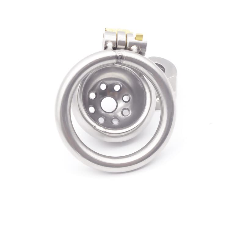 Premium Stainless Steel Male Chastity Cage Lock with Catheter - 50mm Silver BDSM Toy for Couples Play & Long-Term Wear
