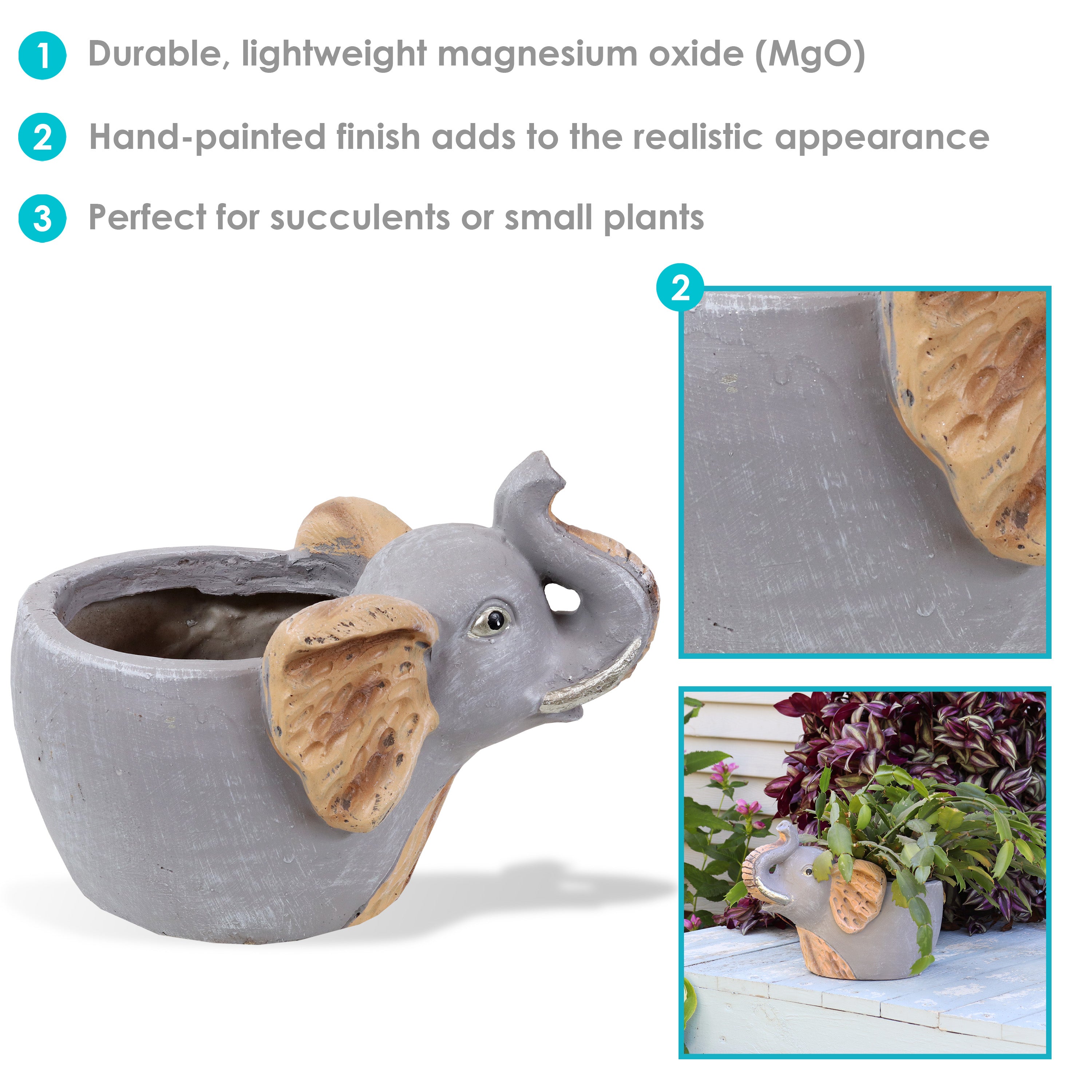 Sunnydaze Elsie the Elephant Indoor Planter Statue 8.5
