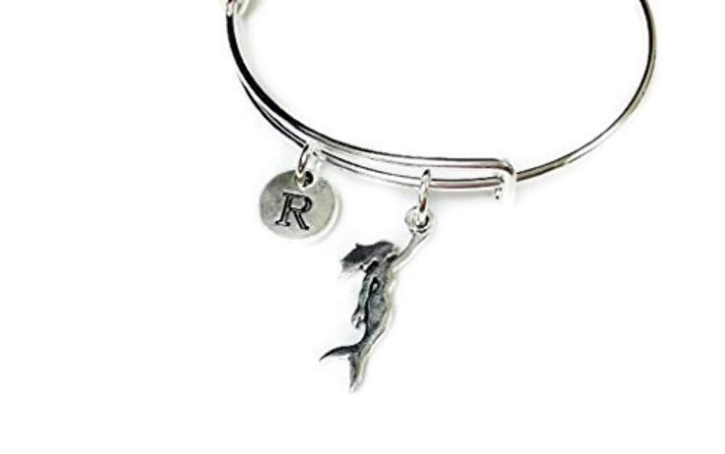 Personalized Initial Bracelet for Women - Expandable Mermaid Bangle - Fashion Jewelry Gift for Her - Perfect for Birthdays, Anniversaries & Special Occasions