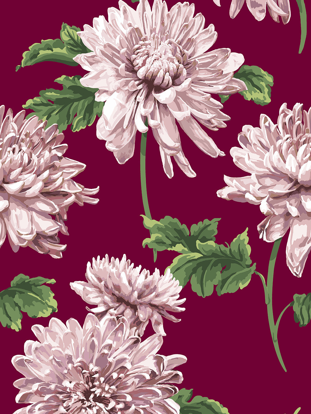 Sarah Jessica Parker 'Mums for Marion' Claret Wallpaper - Elegant Floral Home Decor for Living Room & Bedroom
